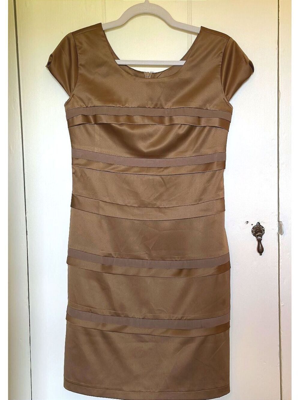 CLN Philippines Bronze Satin Banded Dress Size M